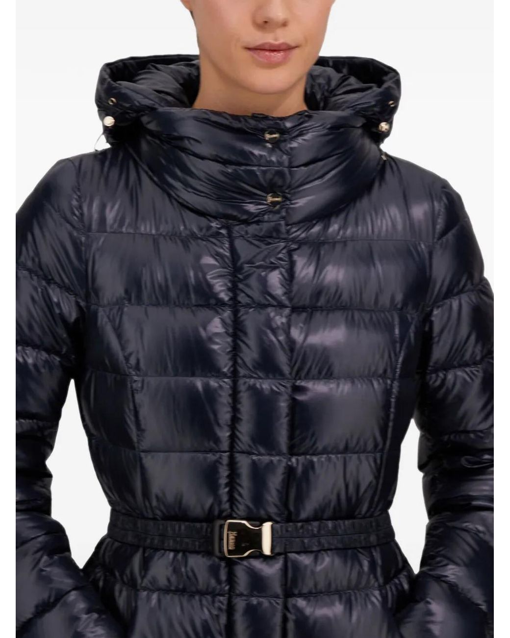 Herno Blue Belted Hooded Coat