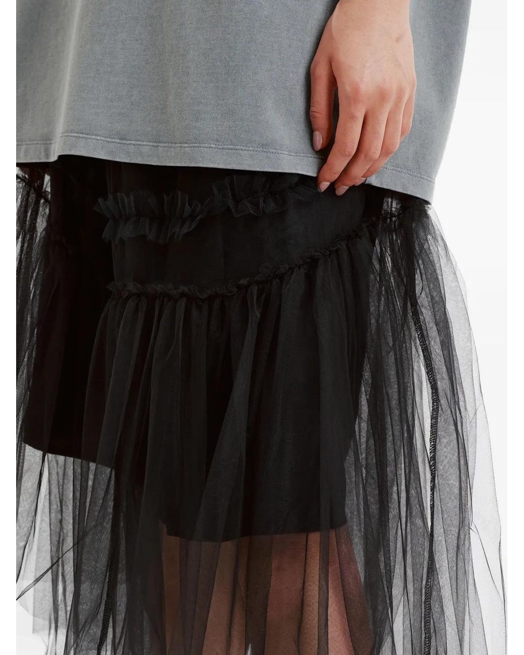 B+ AB Black Ruffled Full Midi Skirt