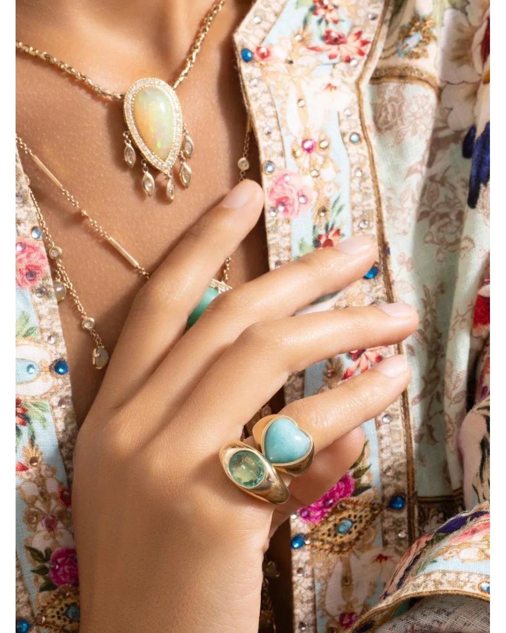Jacquie Aiche Green Emerald Oval Dome Ring