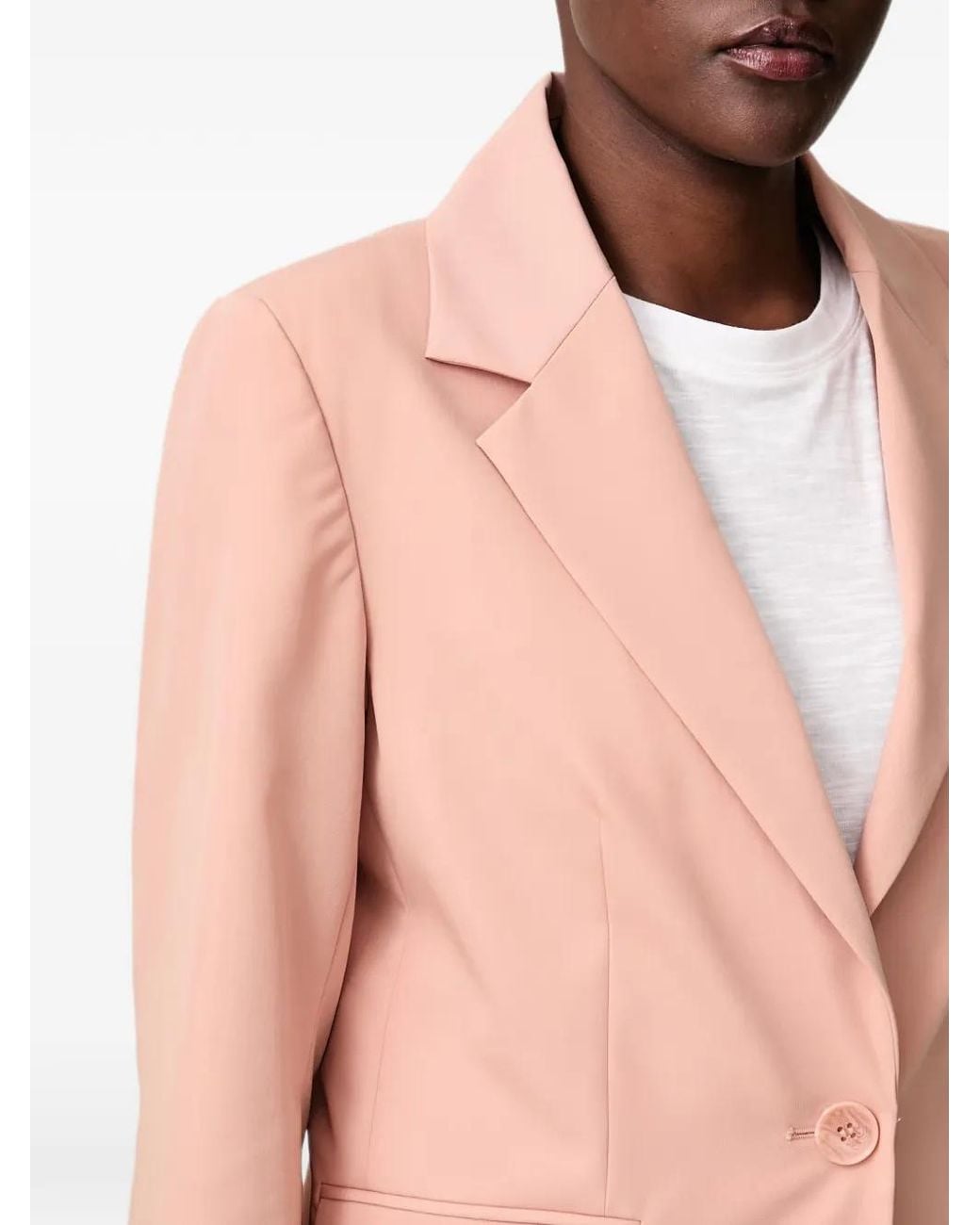 Sisley Pink Single-Breasted Notched-Lapels Blazer