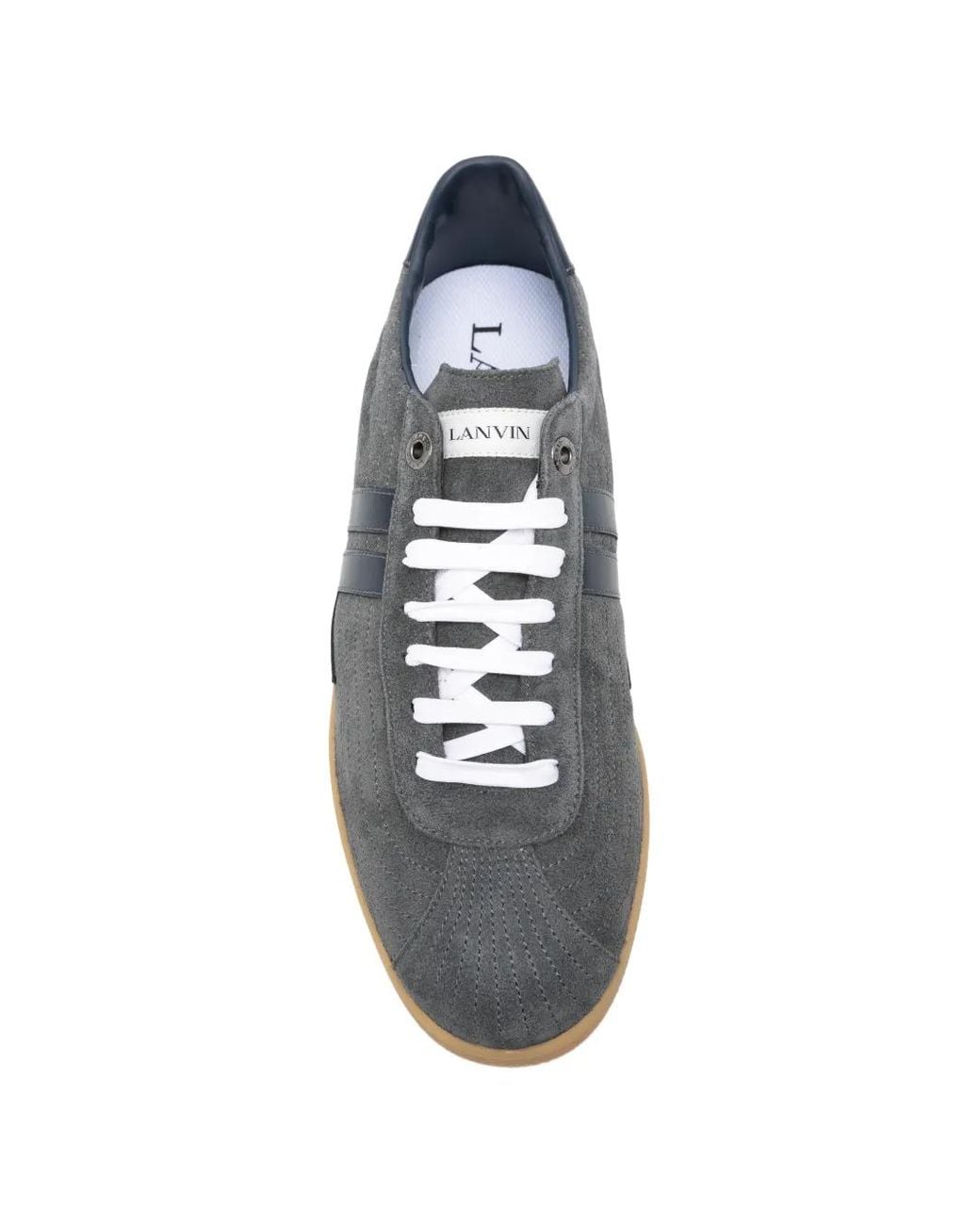 Lanvin Gray Textured Sneakers With Leather Accents for men