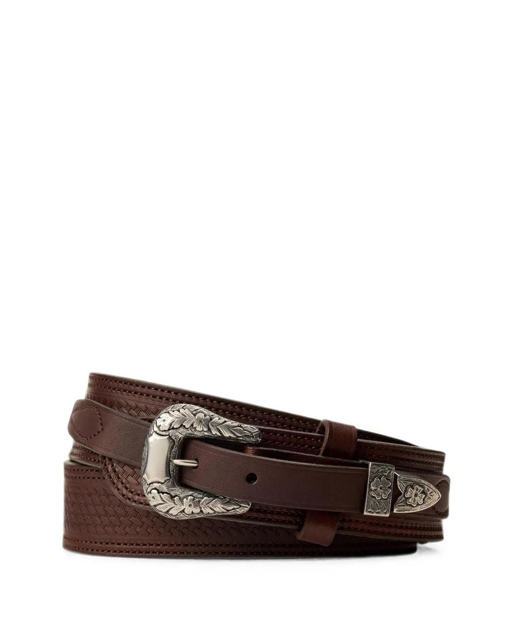 Ralph Lauren Brown Topstitched Leather Belt for men