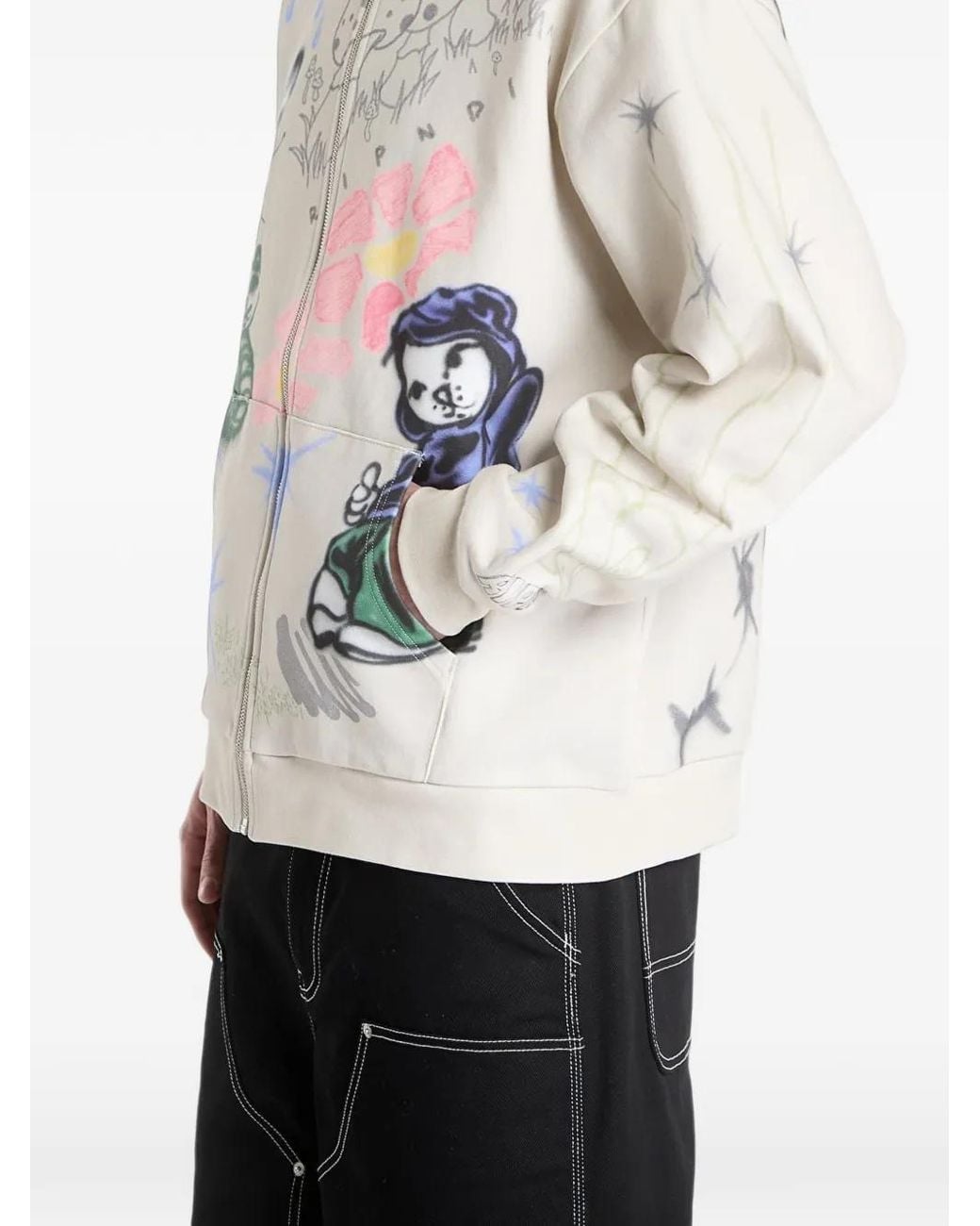RIPNDIP White Goosebumps Graphic-Print Hoodie for men