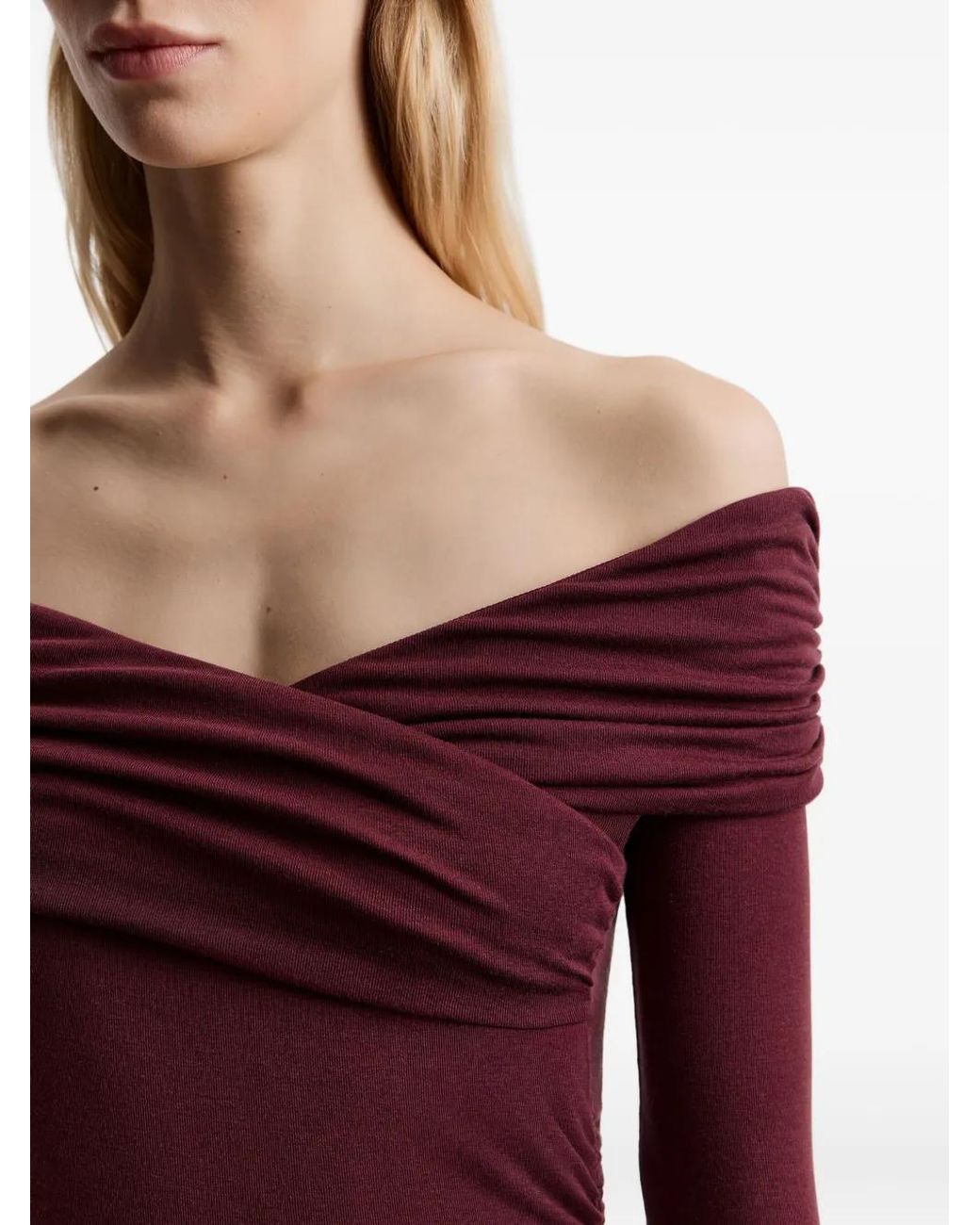 12 STOREEZ Purple Off-Shoulder Top