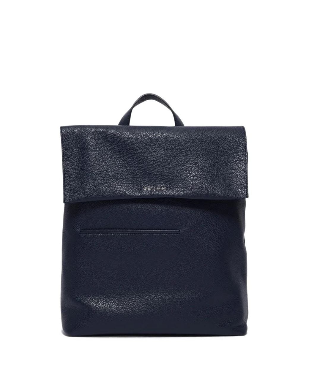 Orciani Blue Grained Leather Foldover Backpack for men