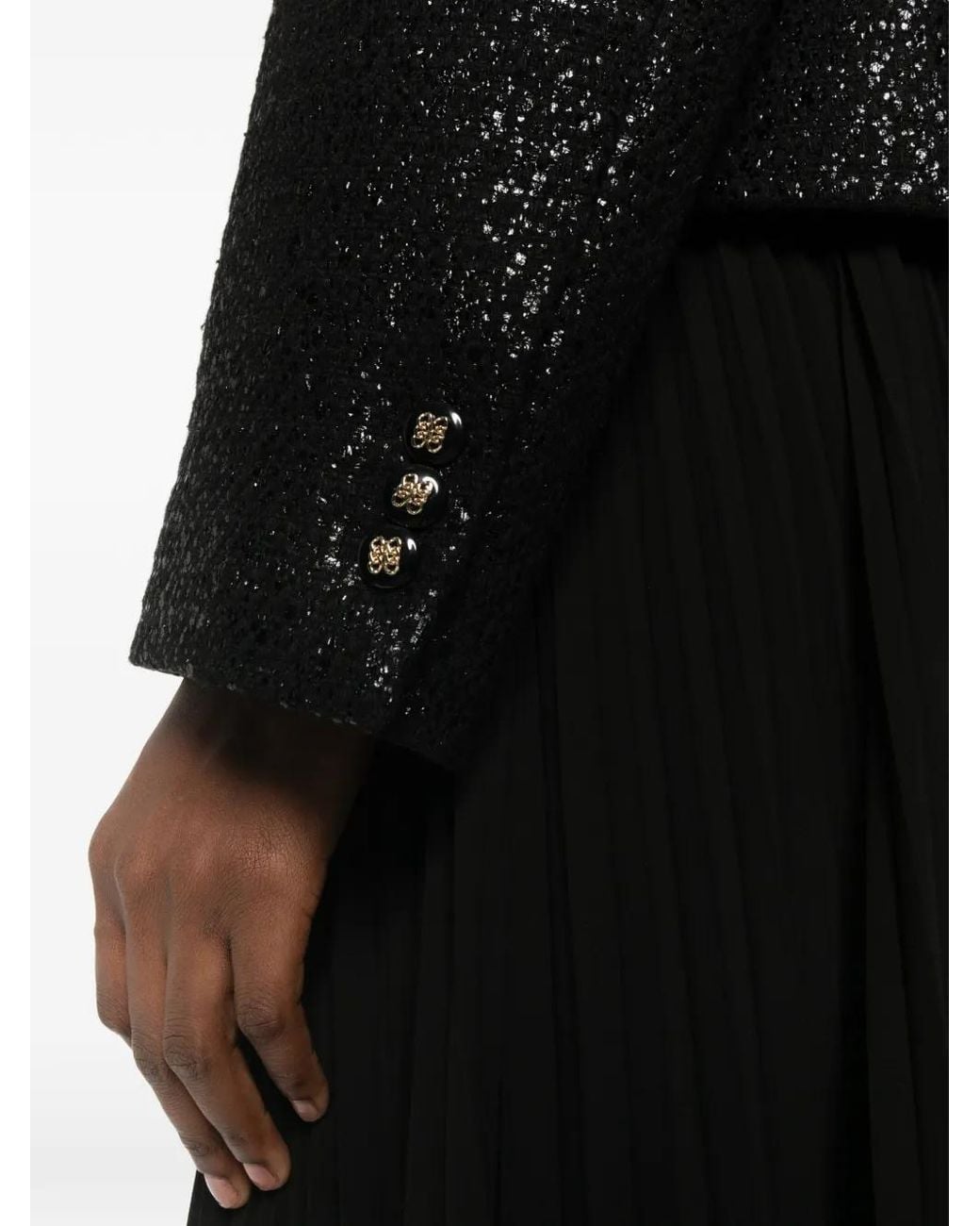 Styland Black Tweed Patch-Pocket Jacket