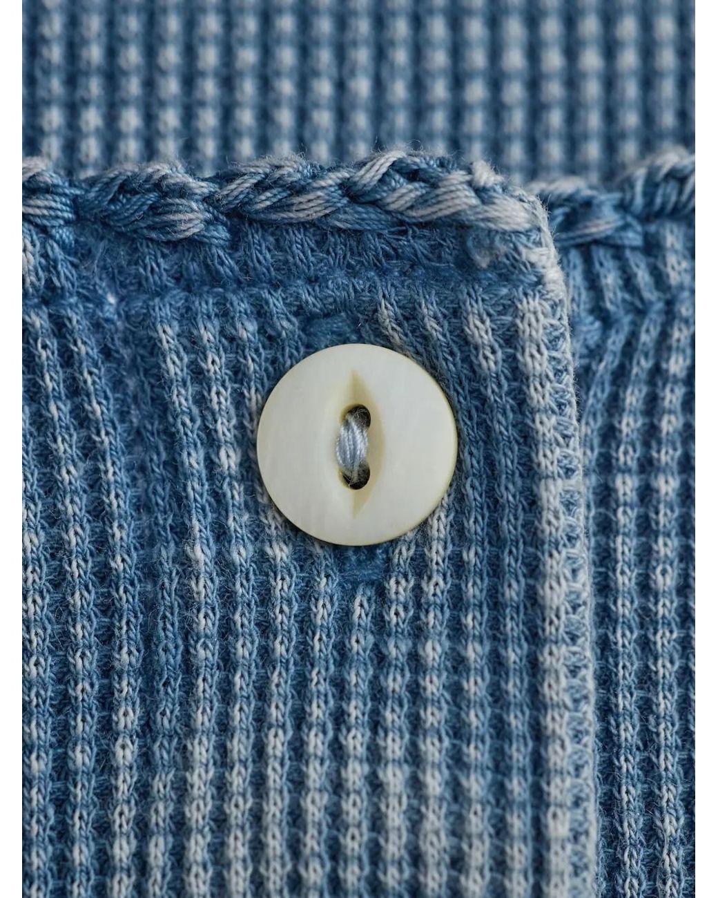 RRL Blue Long Sleeve Polo Top
