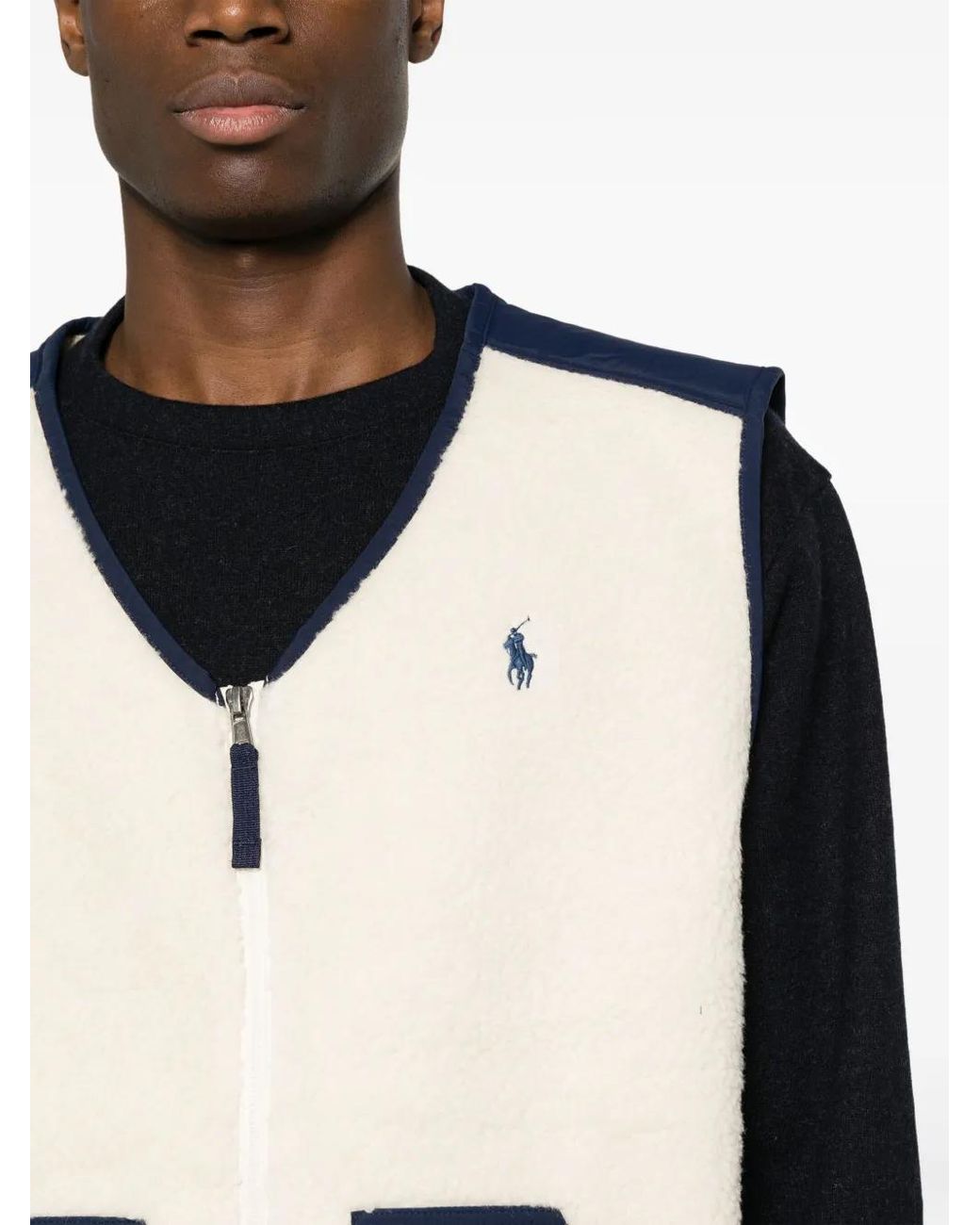 Polo Ralph Lauren Blue Polo Pony-Embroidered Colour-Block Gilet for men