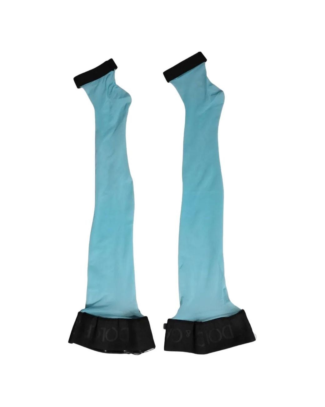 Dolce & Gabbana Blue Logo-Waistband Thigh-High Socks