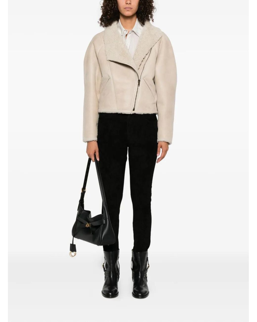 Isabel Marant Natural Blondine Zip-Front Shearling Jacket