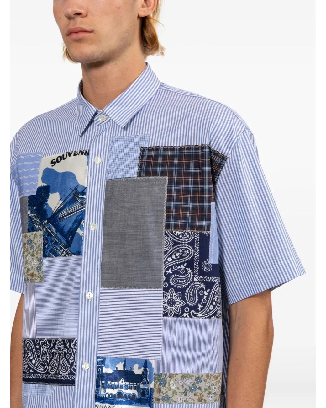 Camisa Con Diseño Patchwork Junya Watanabe de hombre de color Blue