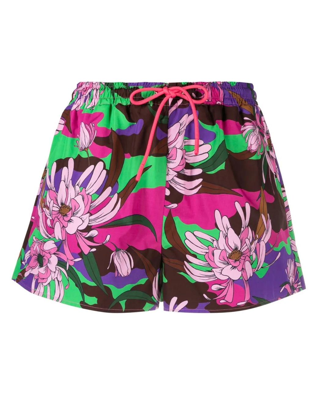 Moncler Pink Floral-Print Drawstring Shorts