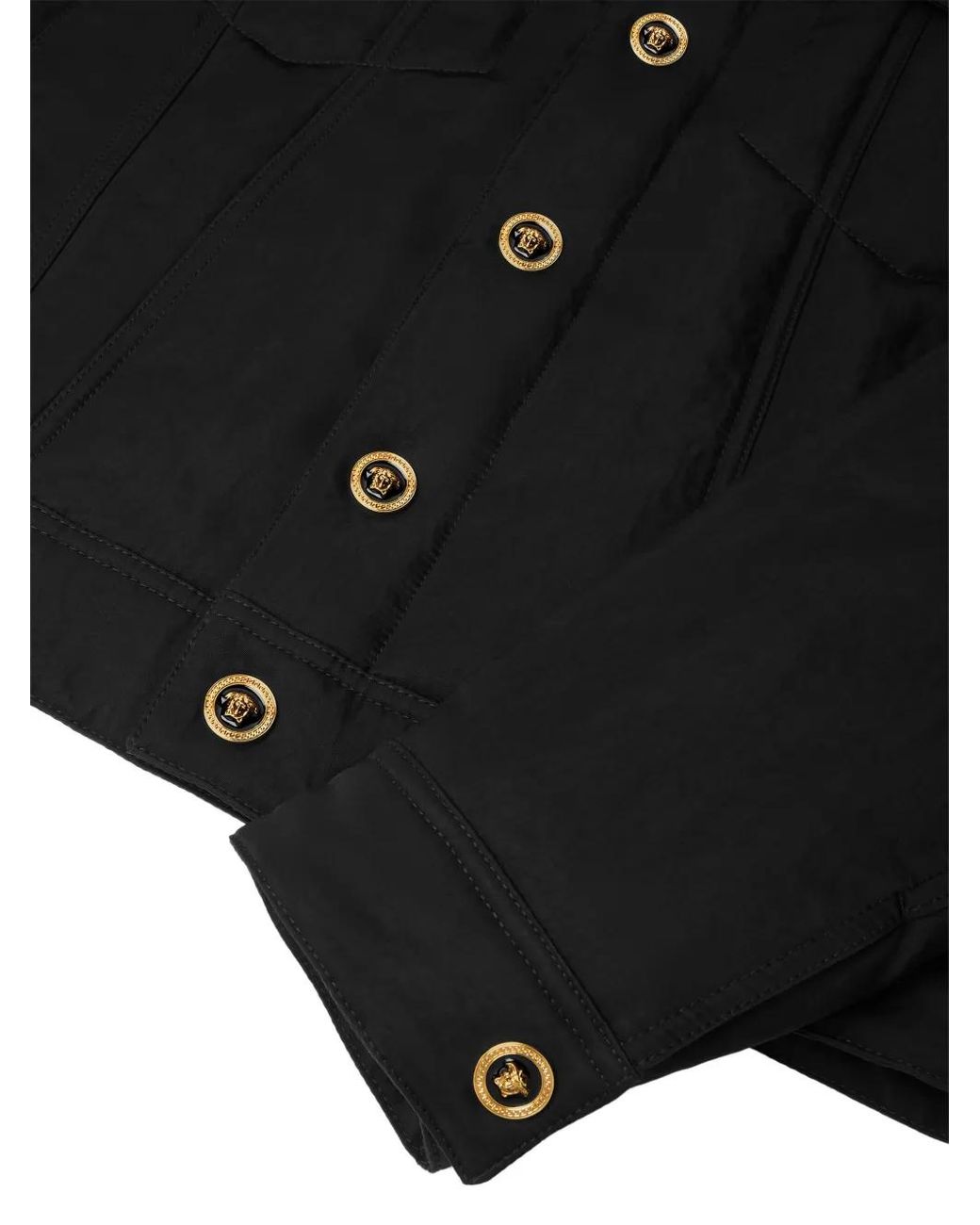 Versace Black Crushed Nylon Satin Padded Jacket for men