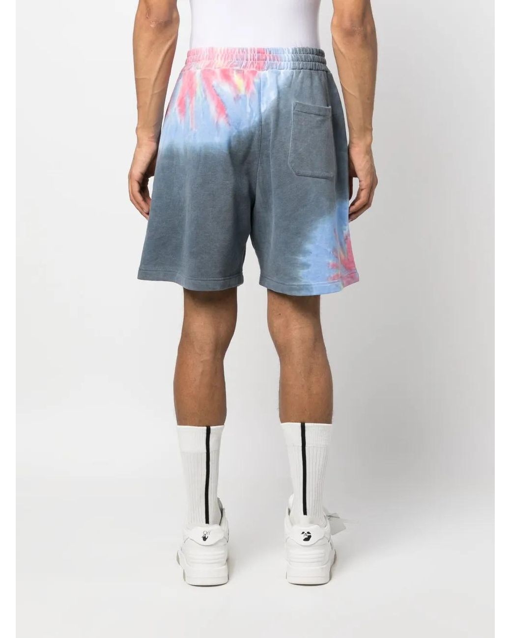 MSGM Blue Tie-Dye Print Cotton Shorts for men
