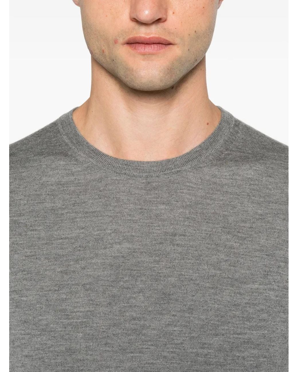 Jil Sander Gray Crew-Neck Cashmere Sweater for men