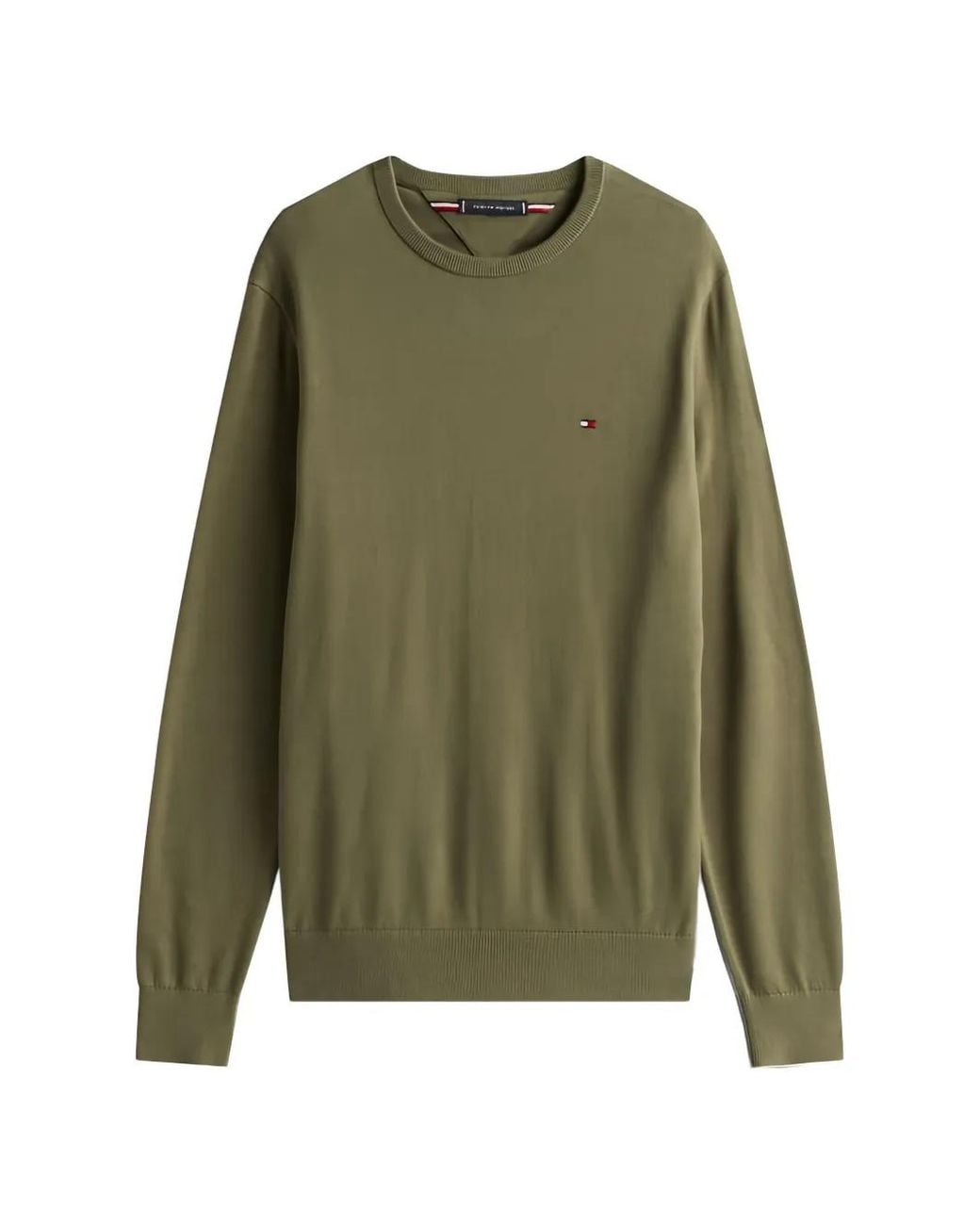Tommy Hilfiger Green Flag-Embroidered Crew-Neck Sweater for men