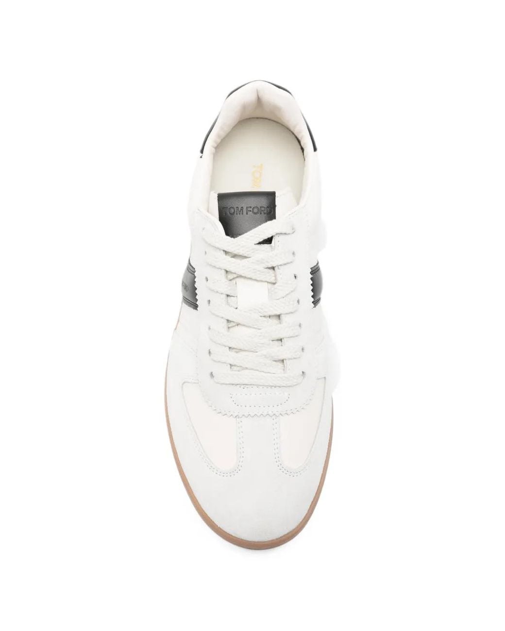 Tom Ford White Leather Suede-Panel Sneakers for men