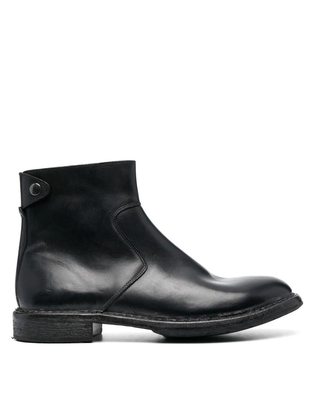 Moma Black Leather Ankle Boots for men