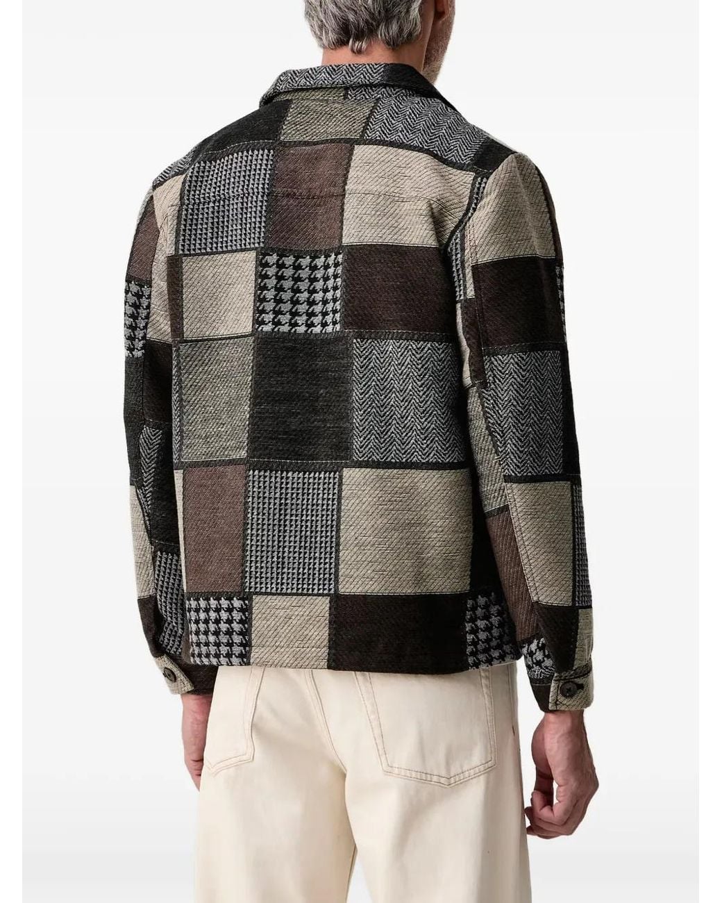 Lindbergh Black Patchwork Houndstooth Jacket for men