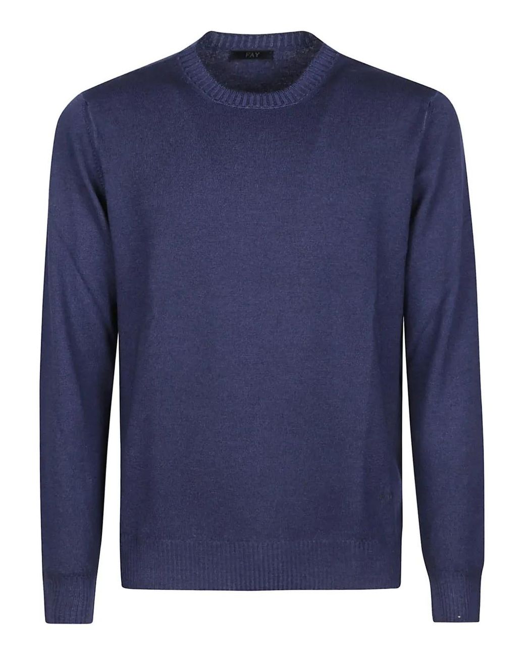 Fay Blue Crew-Neck Wool Sweater for men