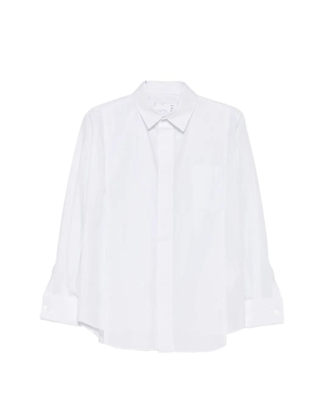 Sacai White Chemise À Col Superposé
