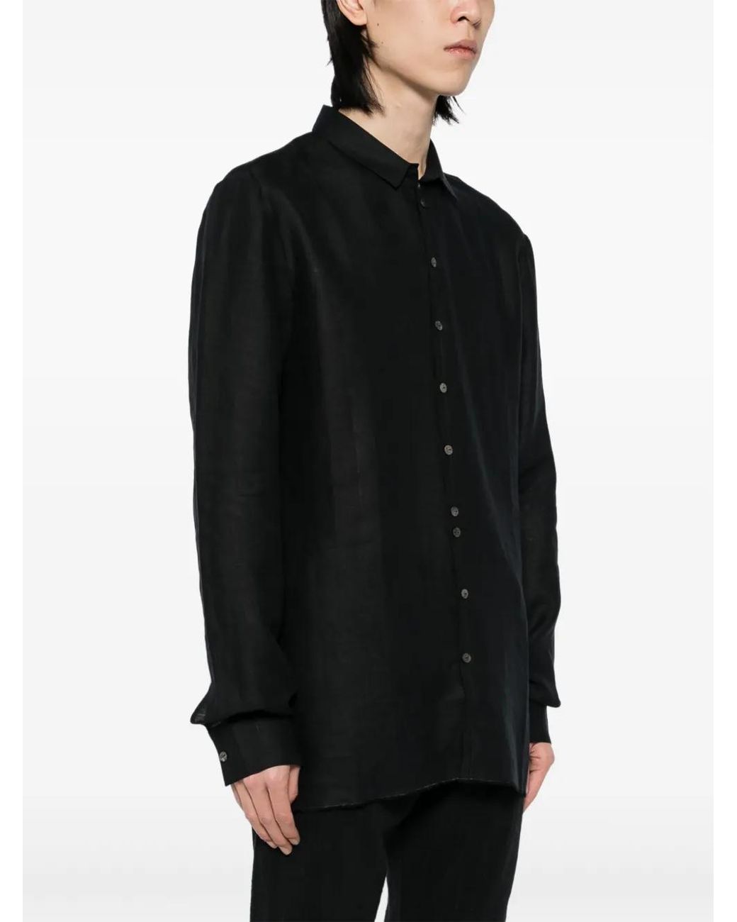 Label Under Construction Black Button-Up Shirt for men
