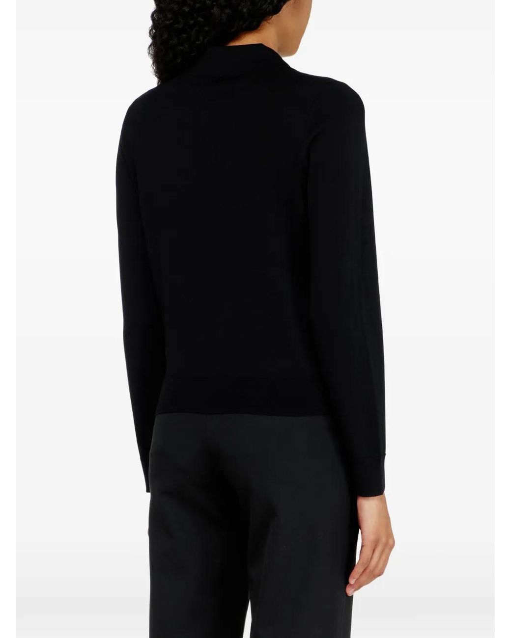 DIESEL Black Silk-Blend Polo Sweater With Oval D Plaque