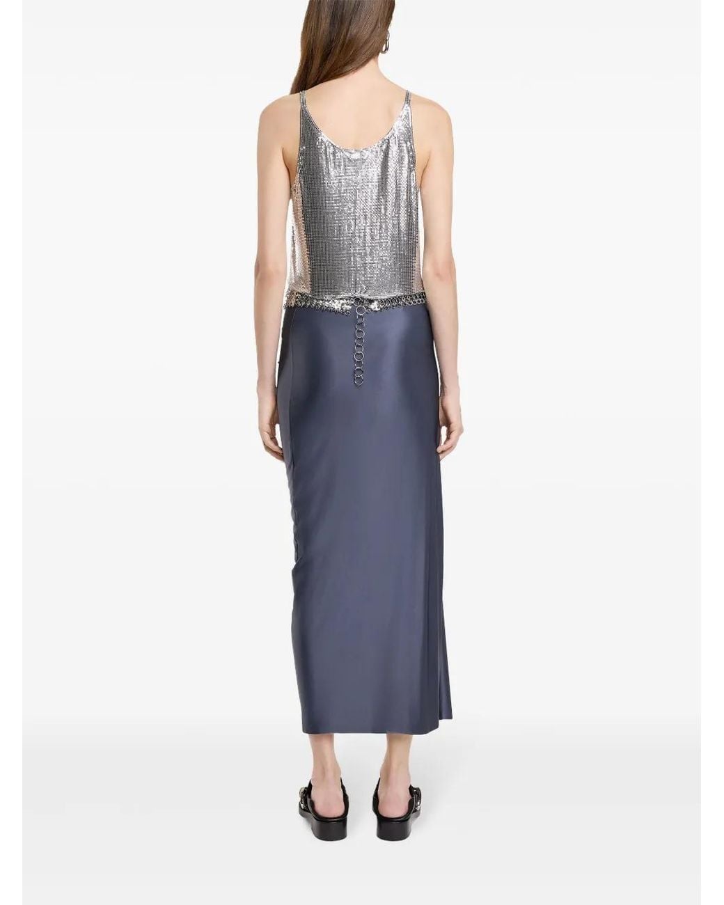 Rabanne Blue Draped-Detail Skirt