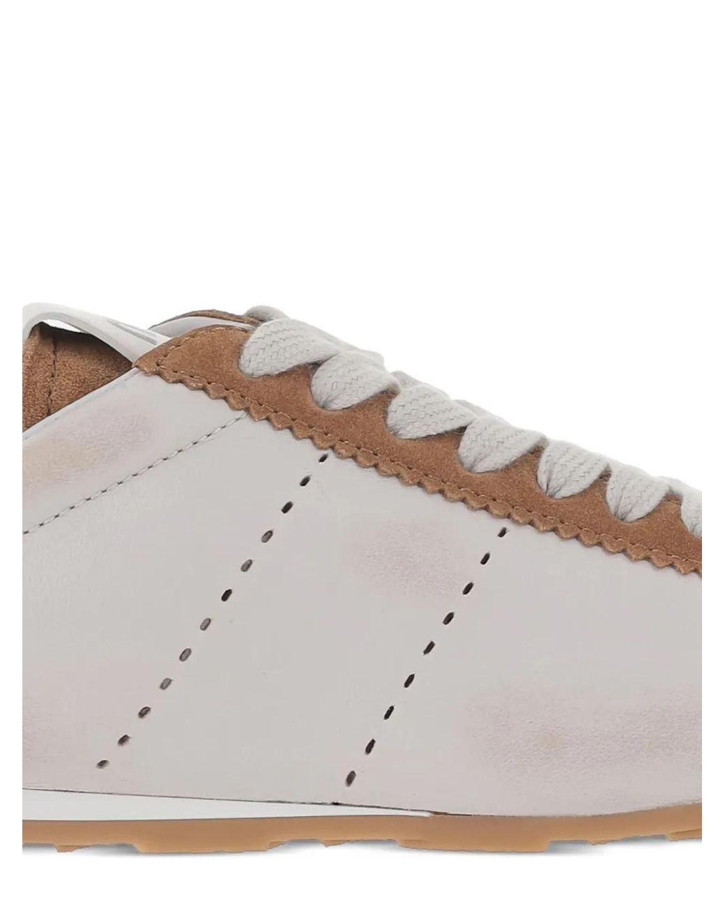 Miu Miu White Perforated Suede Leather Sneakers