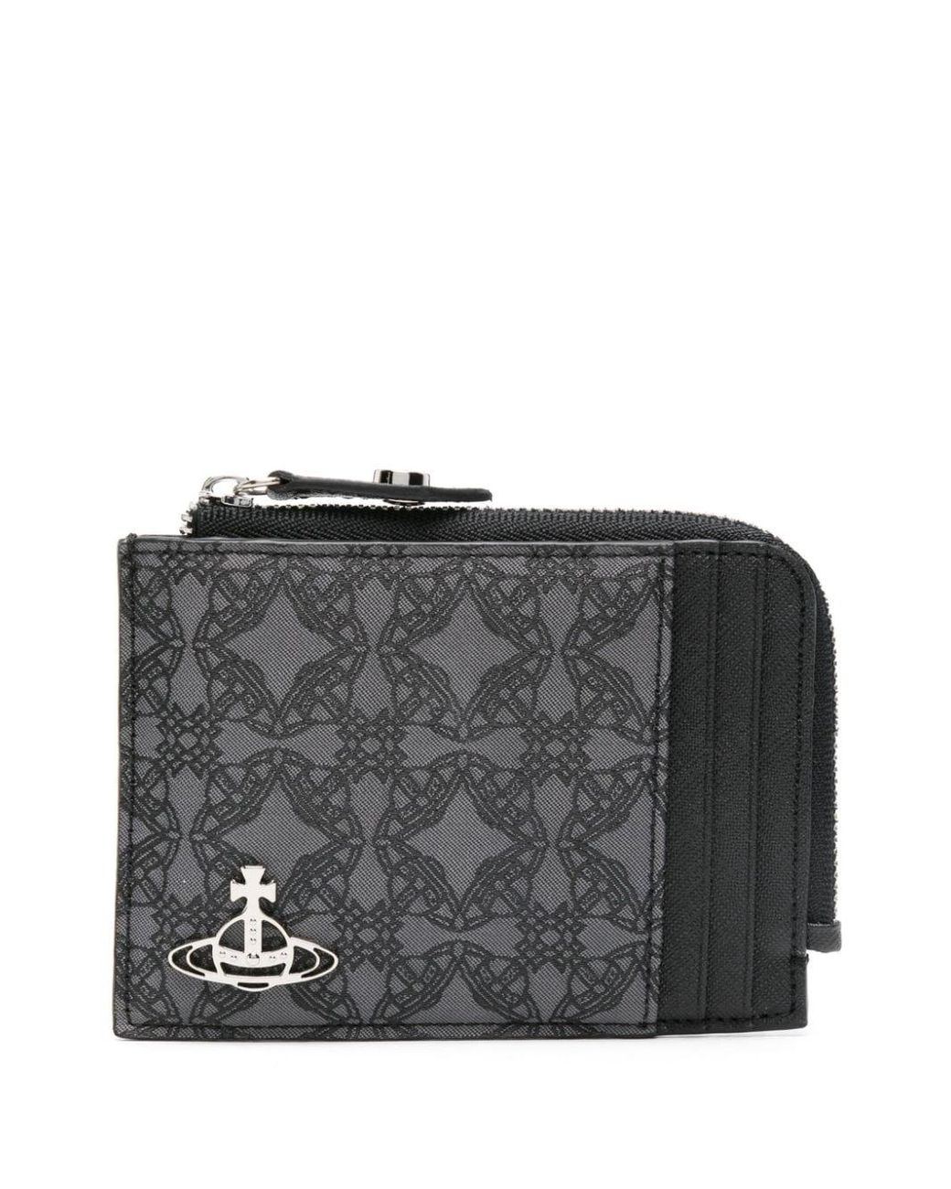 Vivienne Westwood Orboramajacquard Leather Card Holder in Gray Lyst