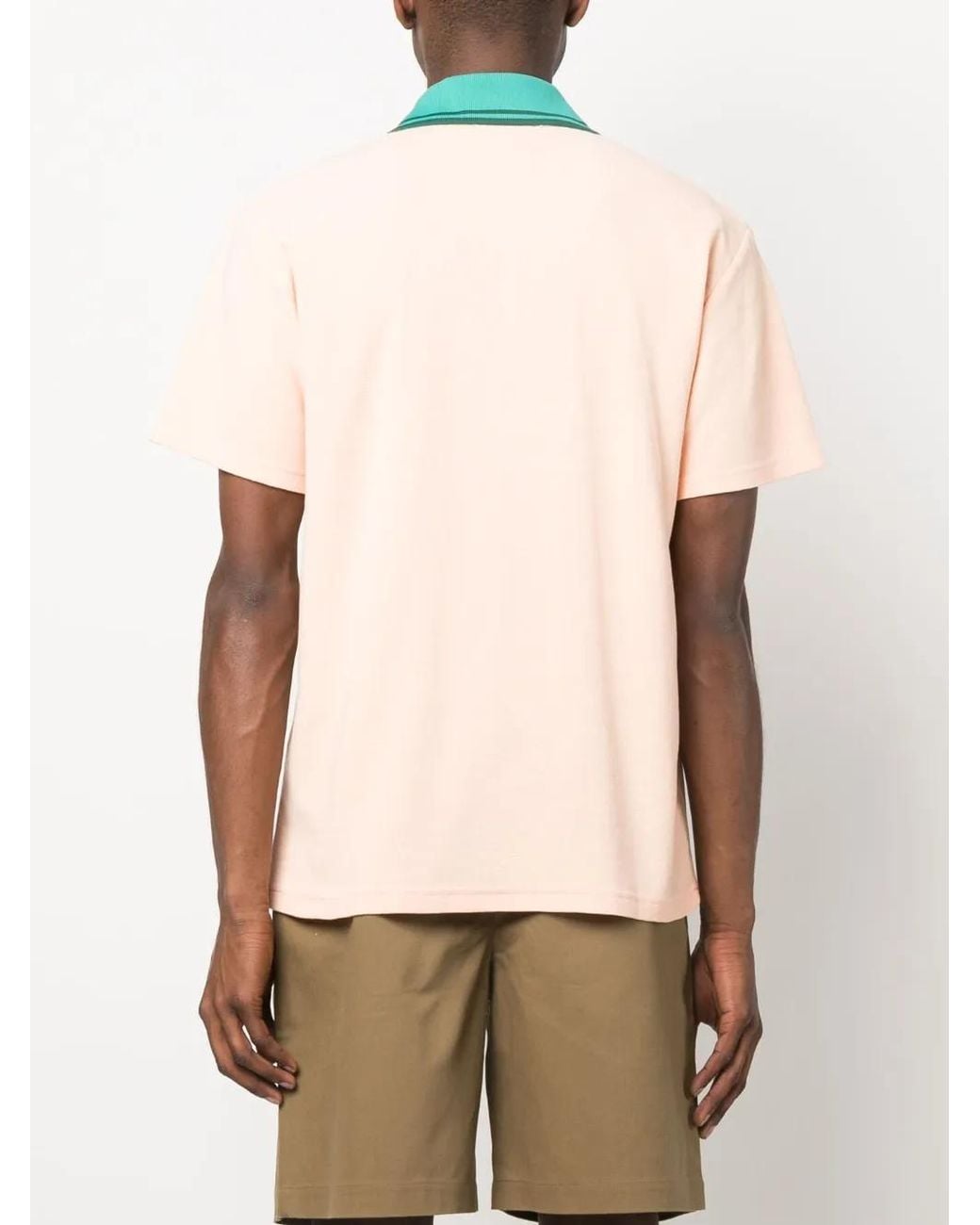 Maison Kitsuné Pink Logo-Appliqué Piqué Polo Shirt for men