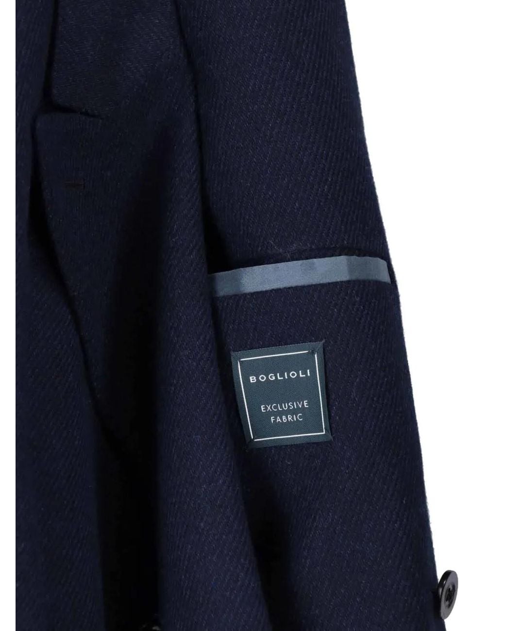 Boglioli Blue Double-Breasted Wool-Blend Jacket for men