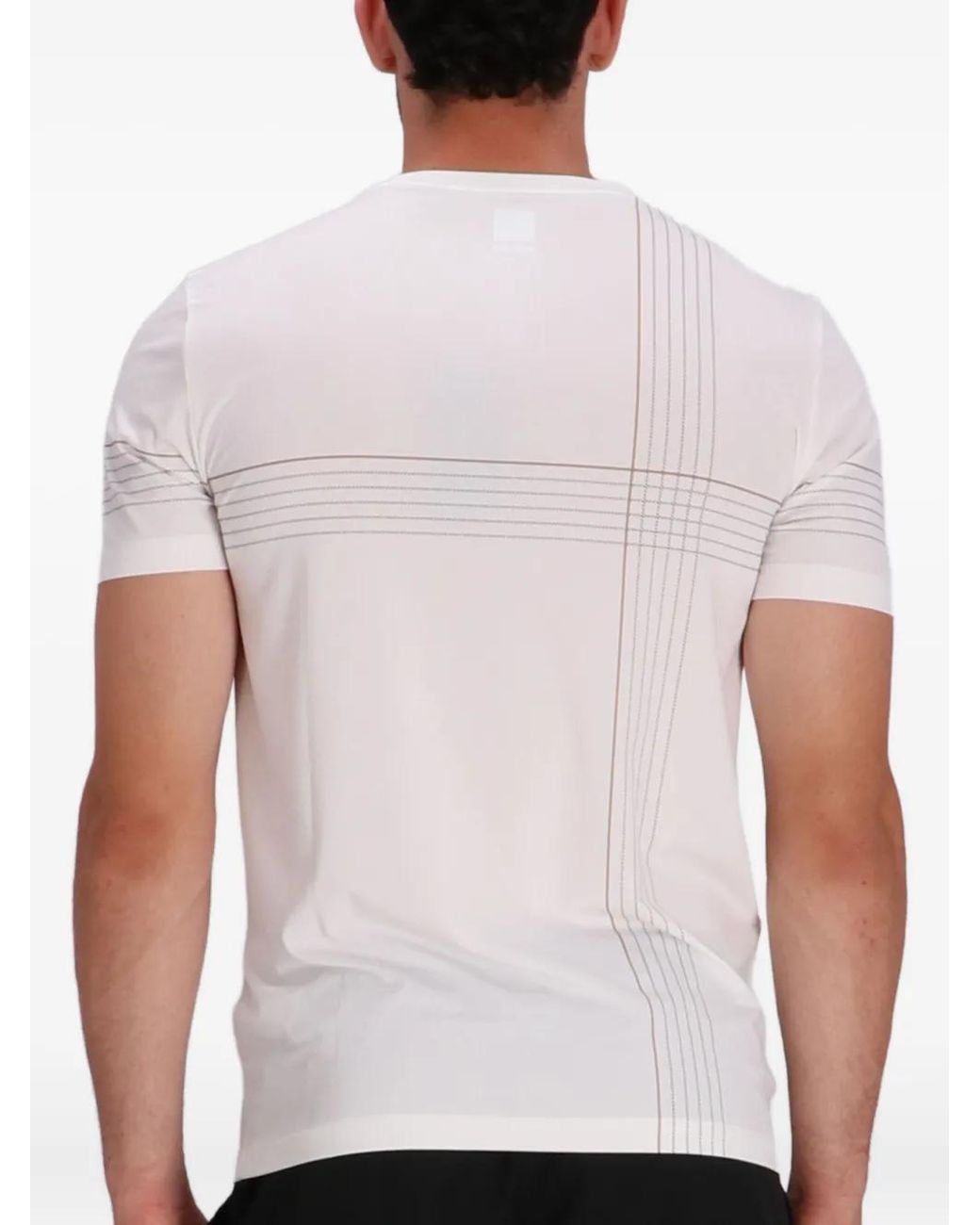 Boss White Stripe-Detail T-Shirt for men