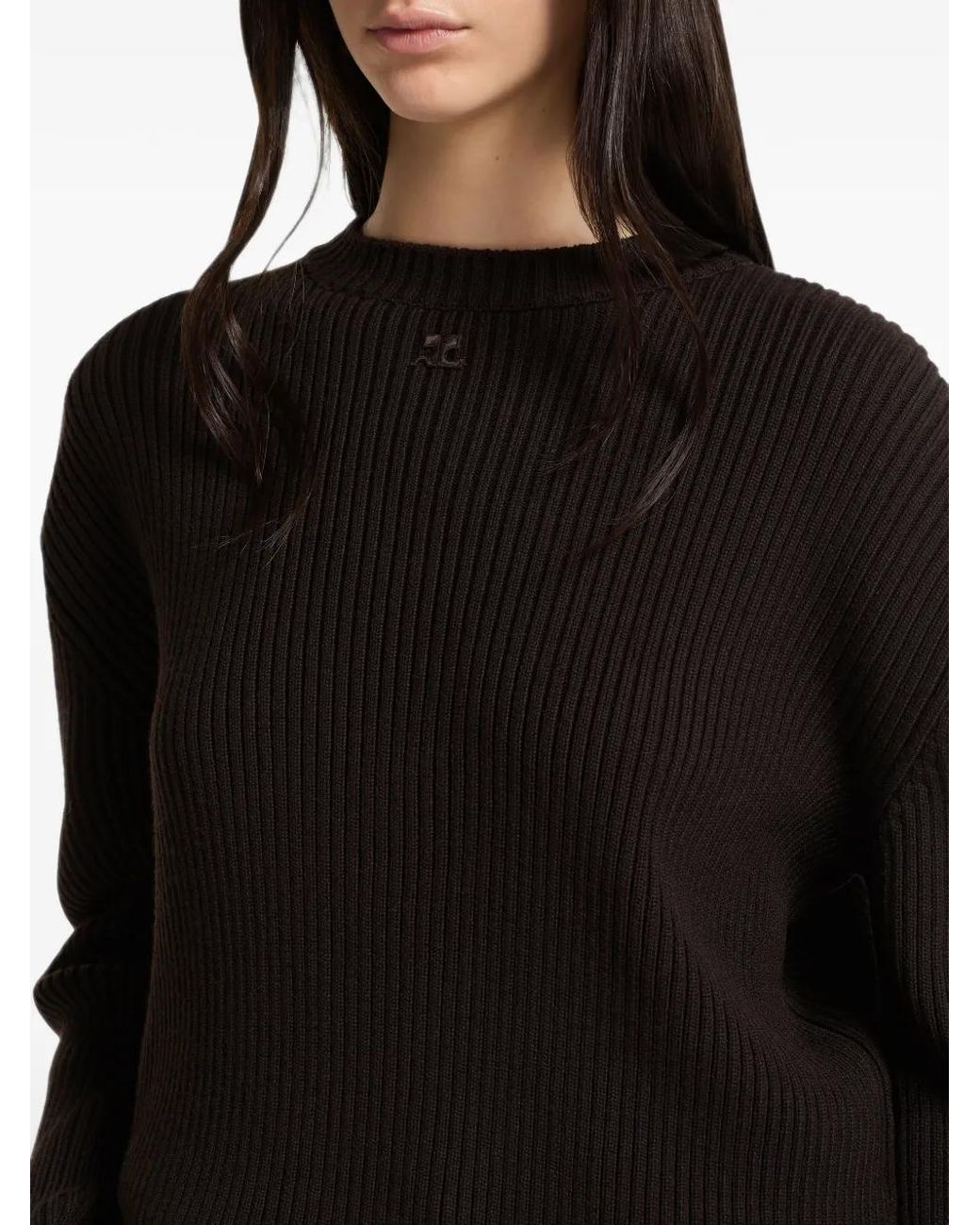 Courreges Black Ribbed-Knit Merino Sweater
