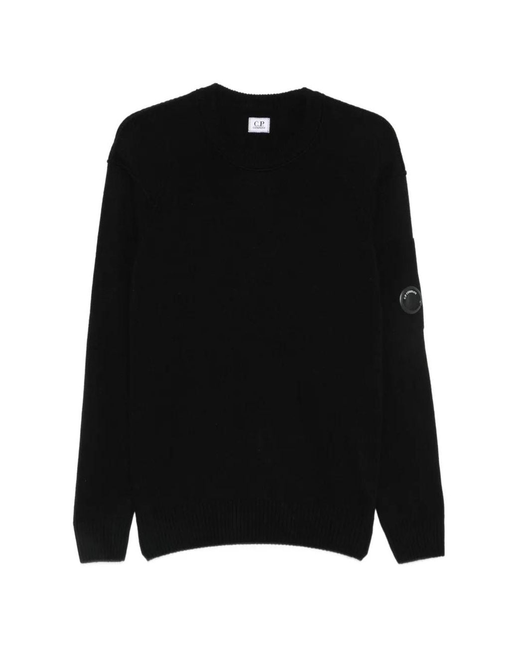 C P Company Black Wool Crewneck Sweater for men