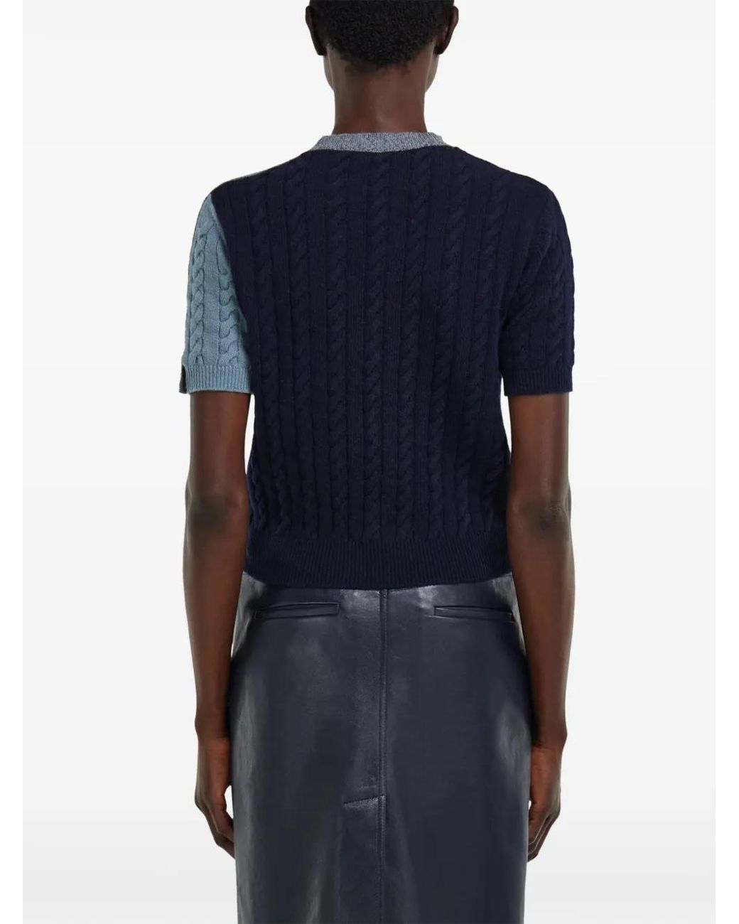 Ferragamo Blue Short Sleeve Gancio Detail Top