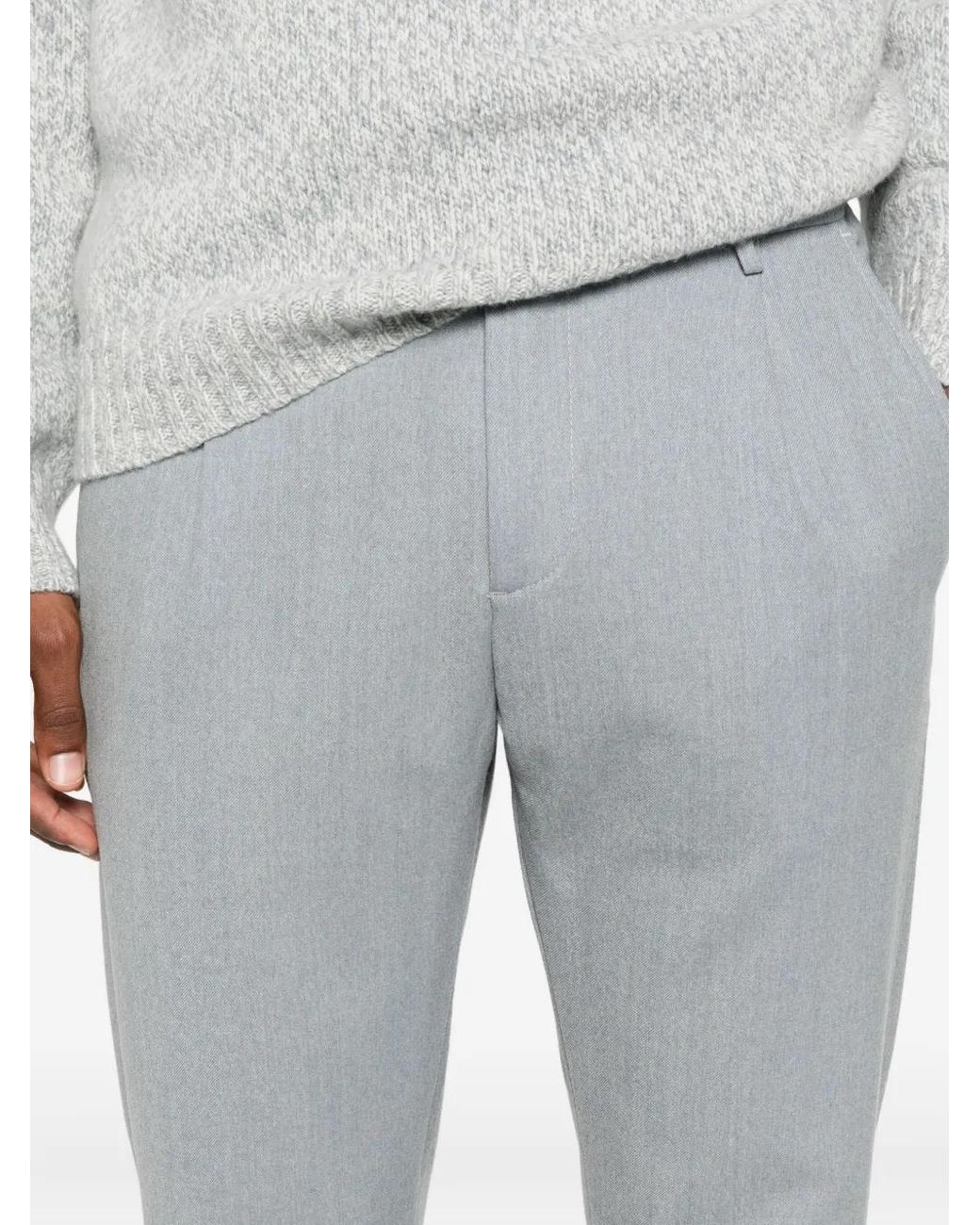 Eleventy Gray Pleated-Front Trousers for men