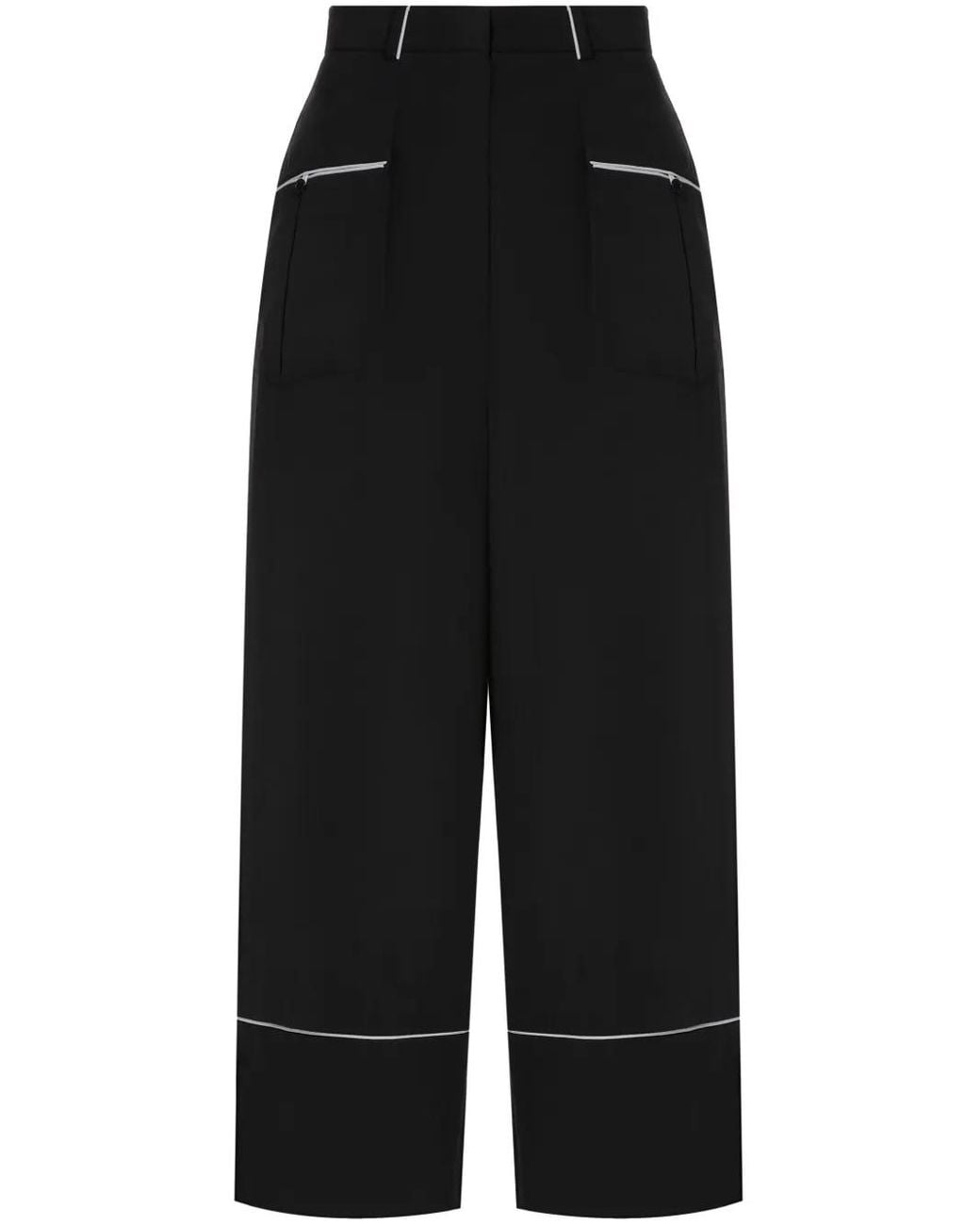 A.M.G Black Contrast-Piping Pajama Trousers