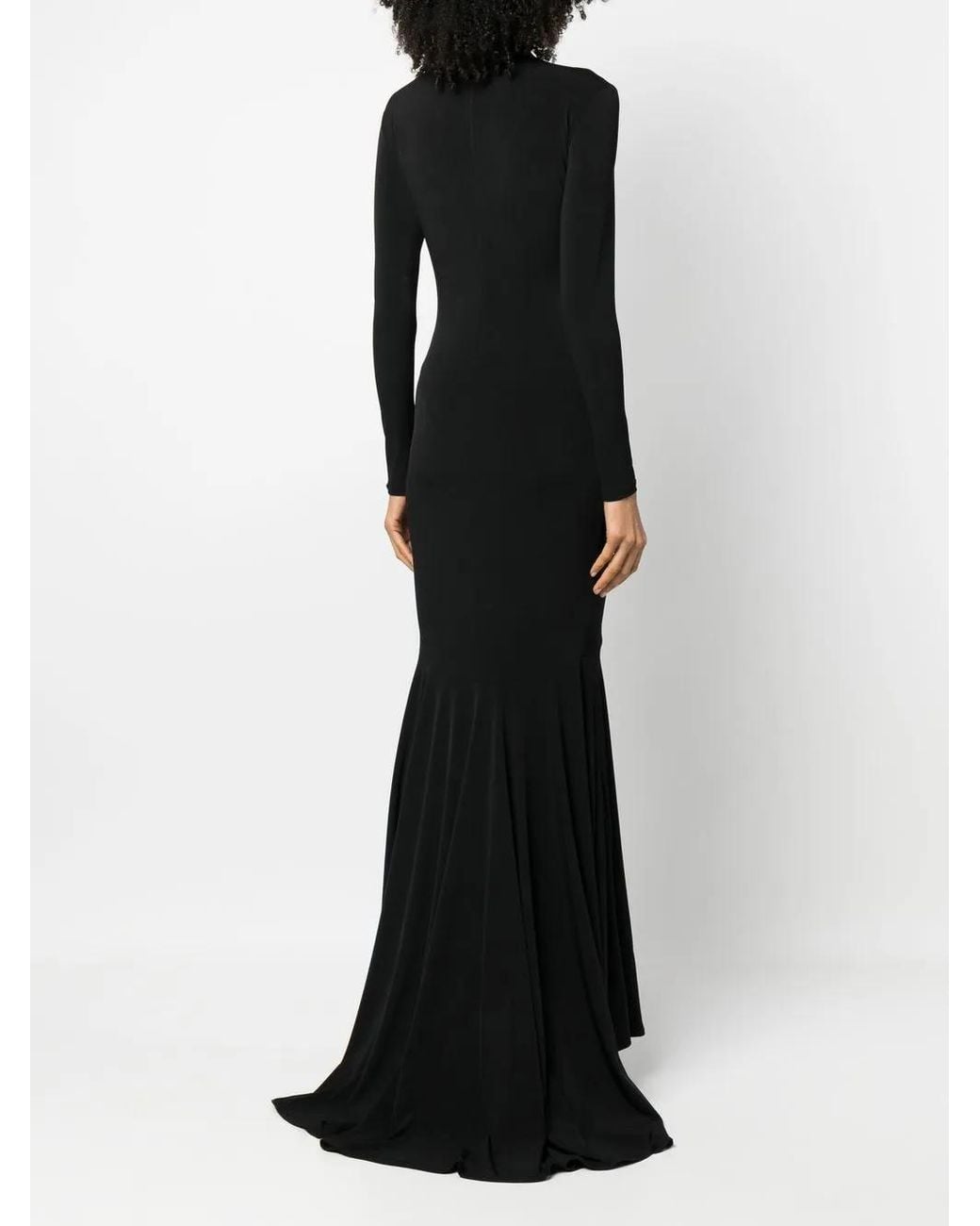 Atu Body Couture Black Long-Sleeve Flared Gown
