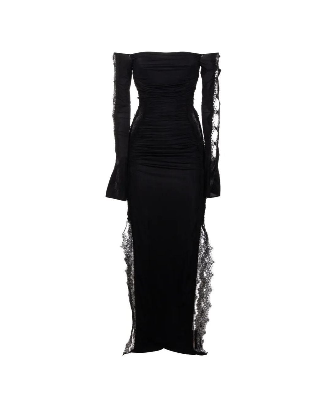 Blumarine Black Long-Sleeved Lace Dress
