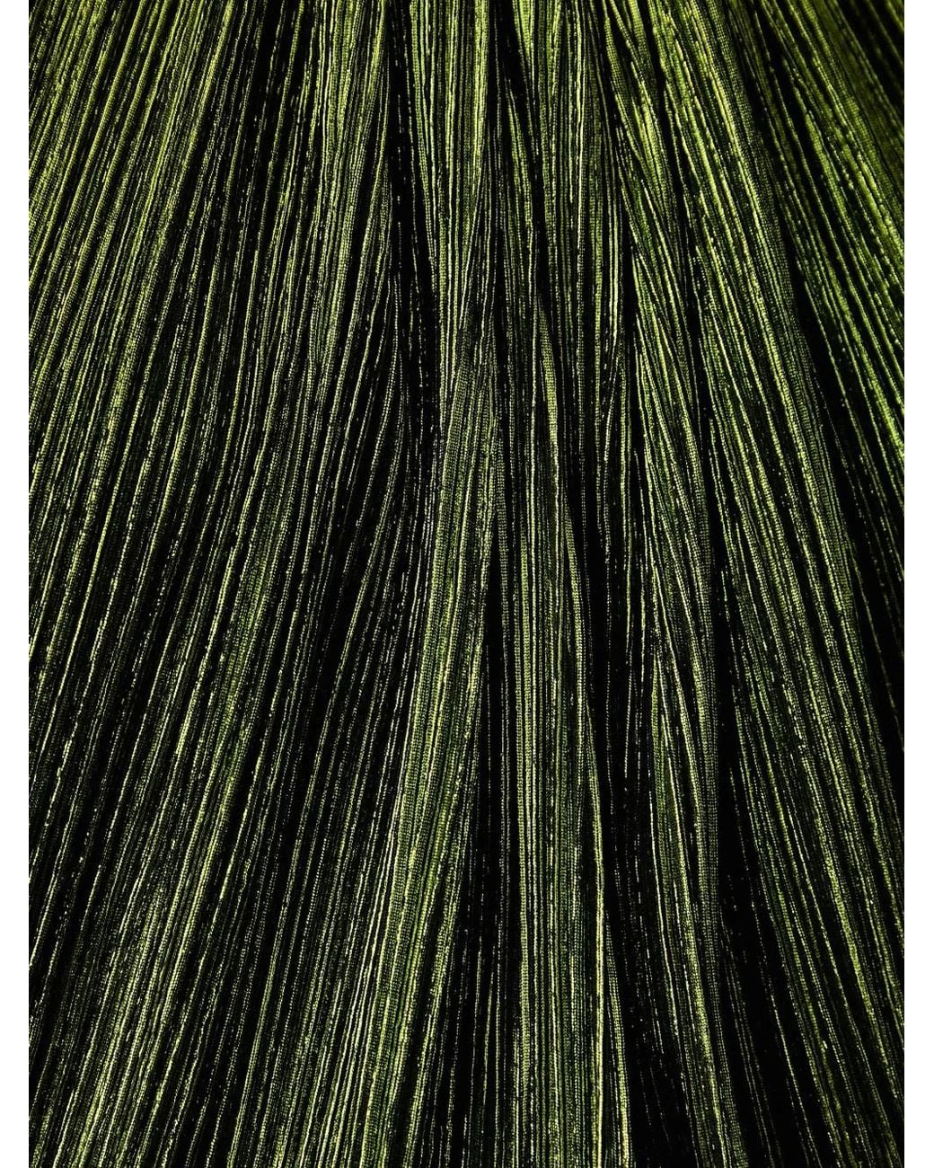 retroféte Green Lavinia Pleated Metallic-Effect Mini Dress