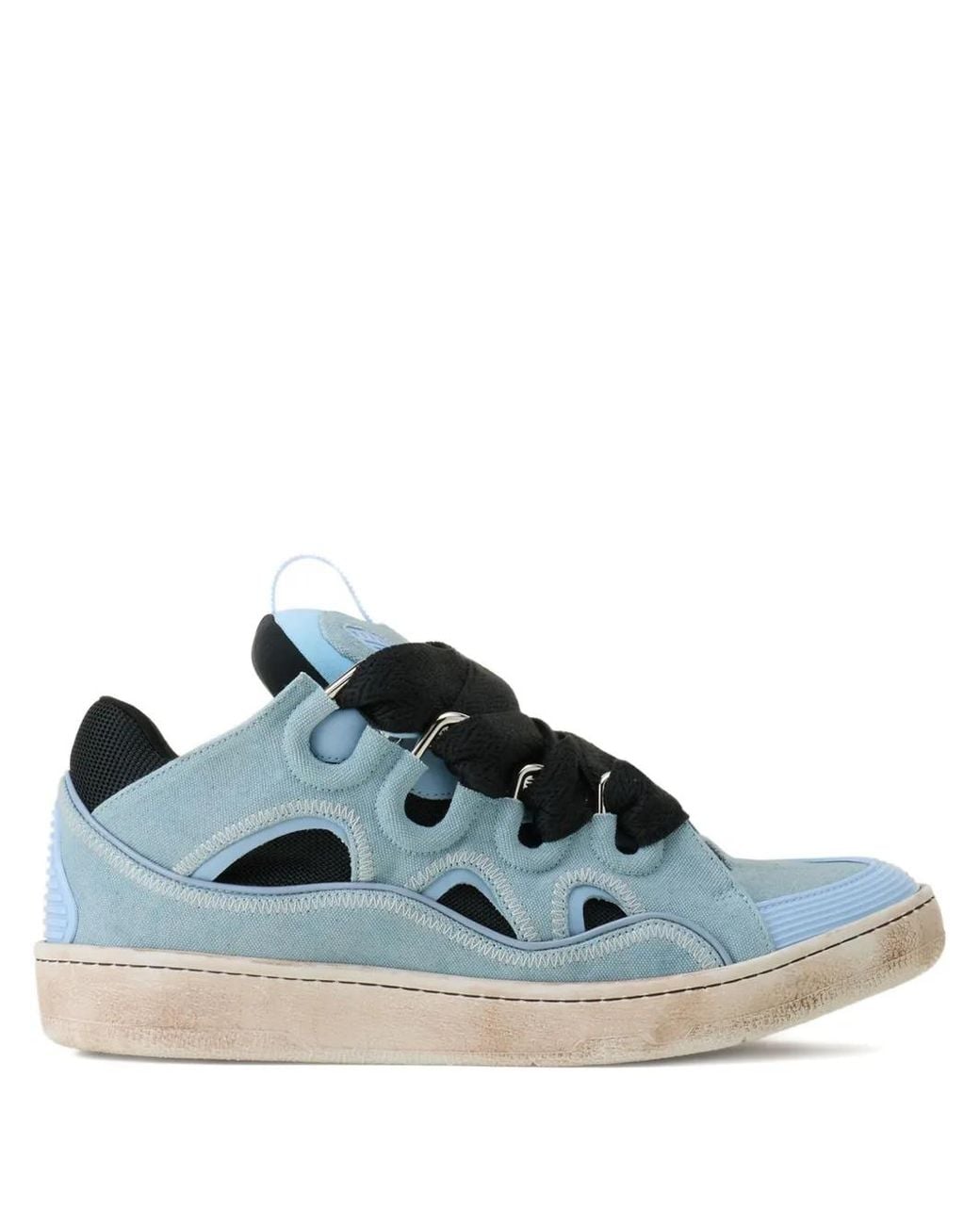 Lanvin Blue Curb Sneakers Cut-Out Suede Sneakers for men