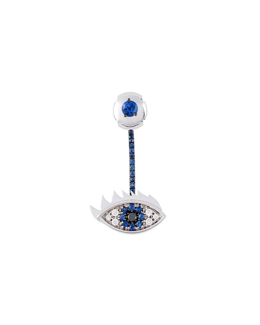 Delfina Delettrez White 'Eyes On Me' Diamond And Sapphire Earring