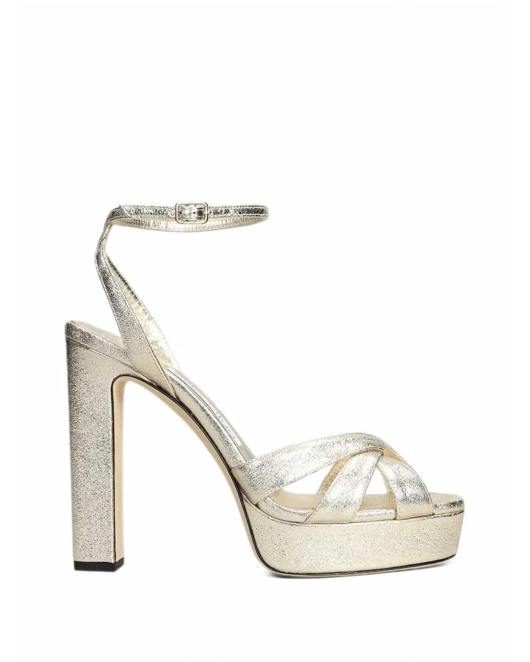 Jimmy Choo White Kove Block-Heel Sandals