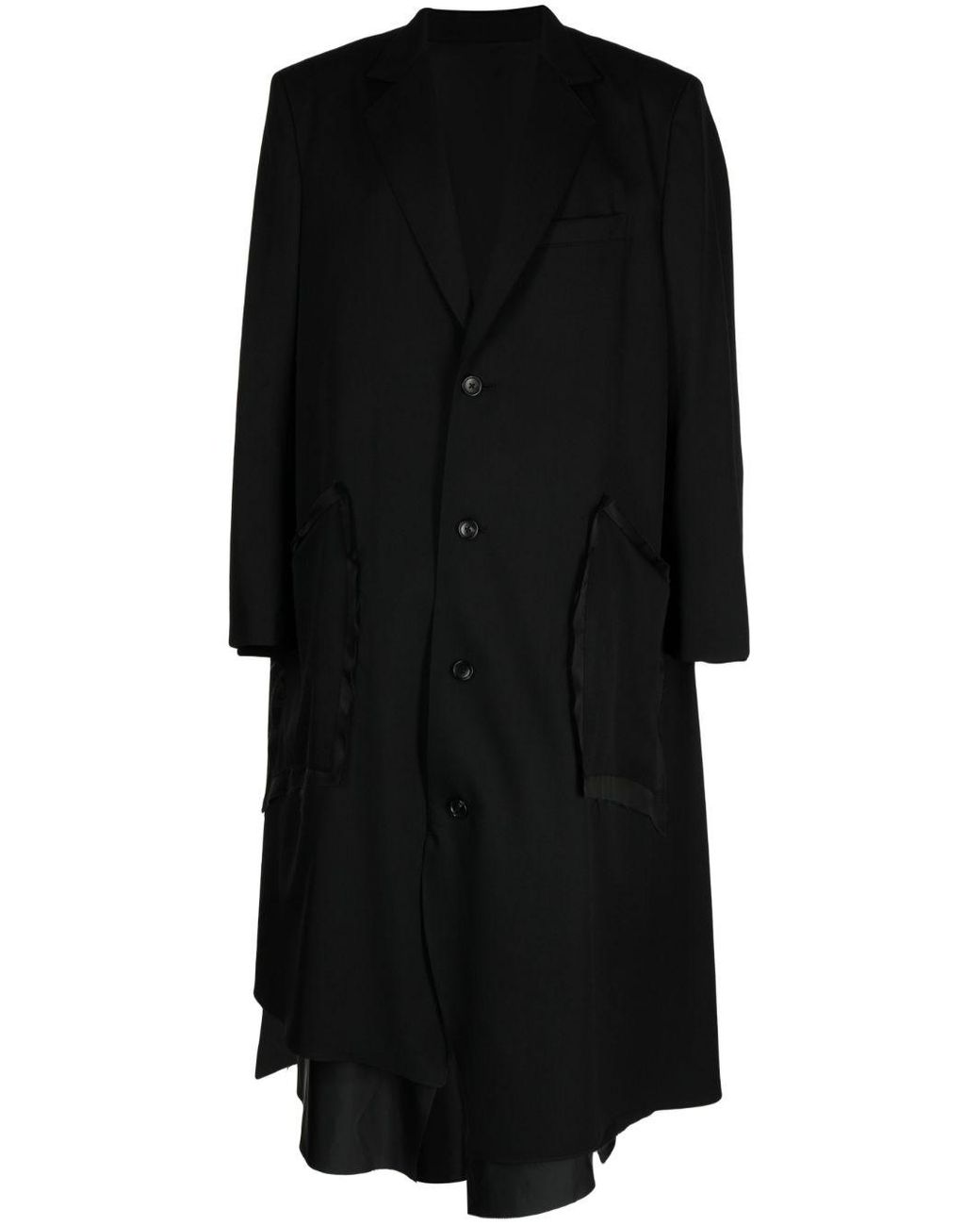 Sulvam Asymmetric Single-breasted Wool Coat in Black for Men | Lyst