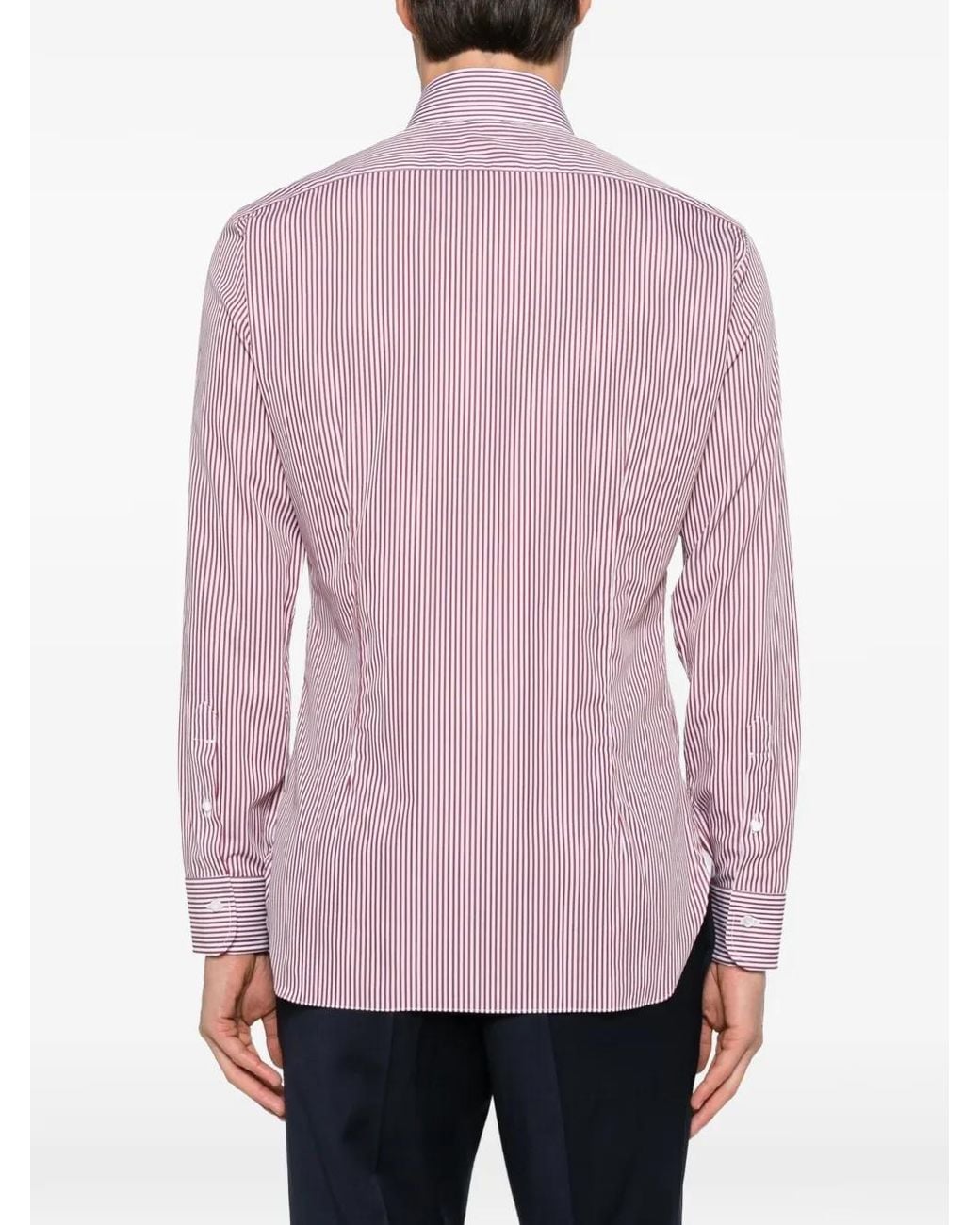 Barba Napoli Pink Chemise À Rayures Verticales for men