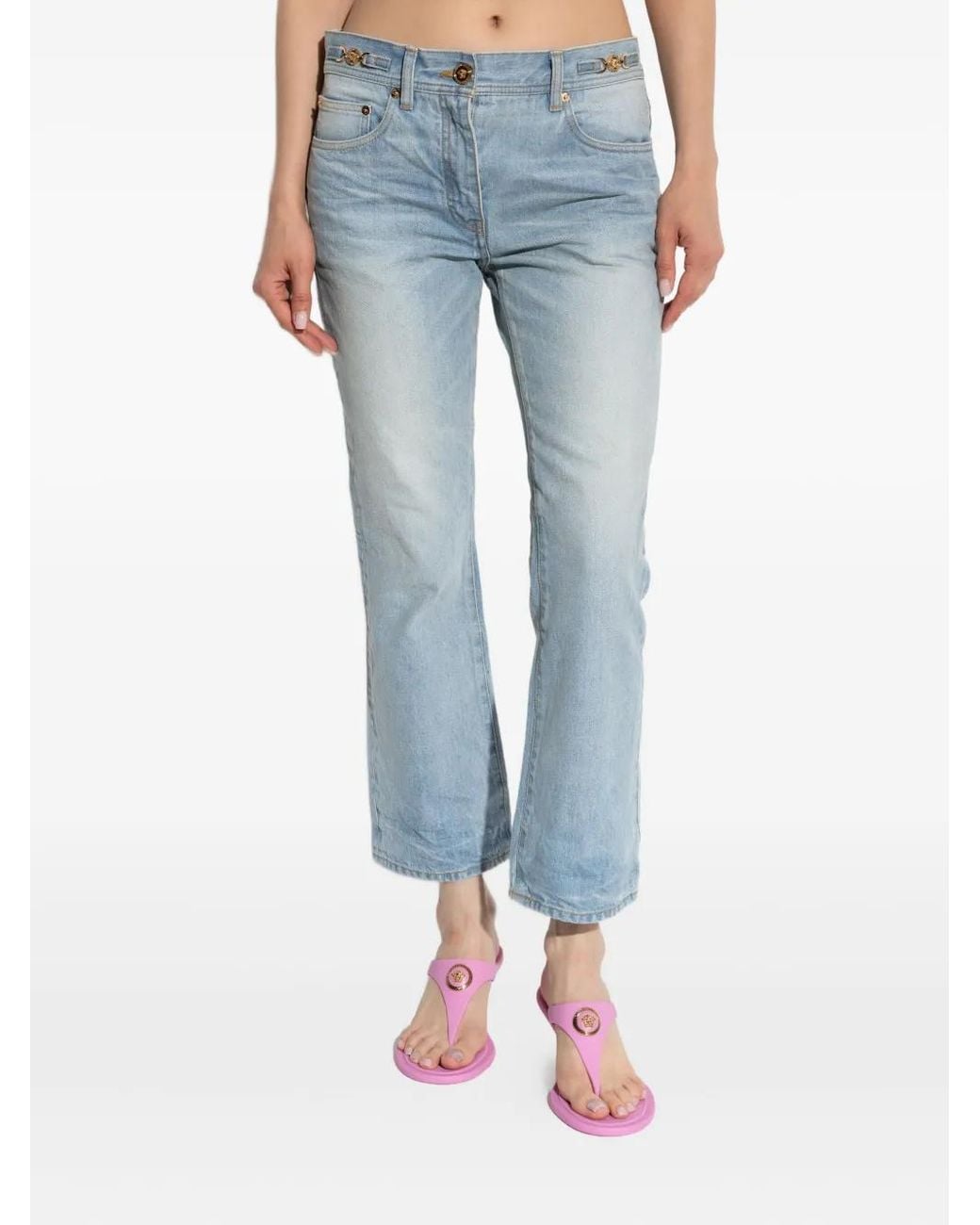 Versace Blue Logo-Patch Jeans