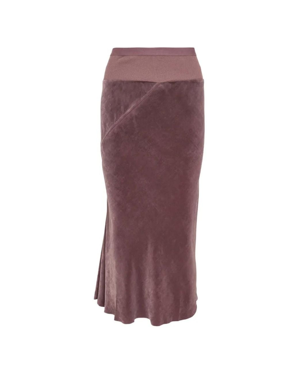 Rick Owens Purple Bias-Cut Velvet Midi Skirt