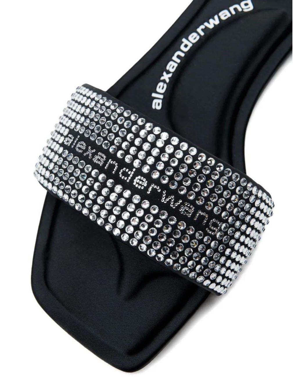 Alexander Wang White Satin & Crystal Hotfix Vy Sandals