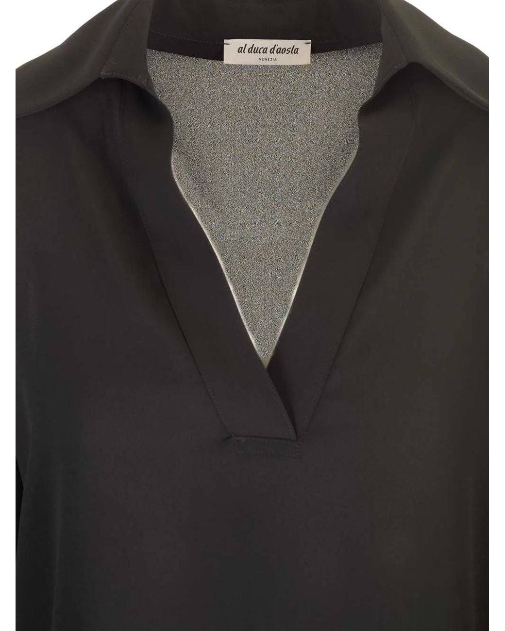 Al Duca D'aosta Black V-Neck Long-Sleeve Top